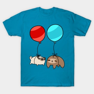 Balloon Sloth and Pug T-Shirt